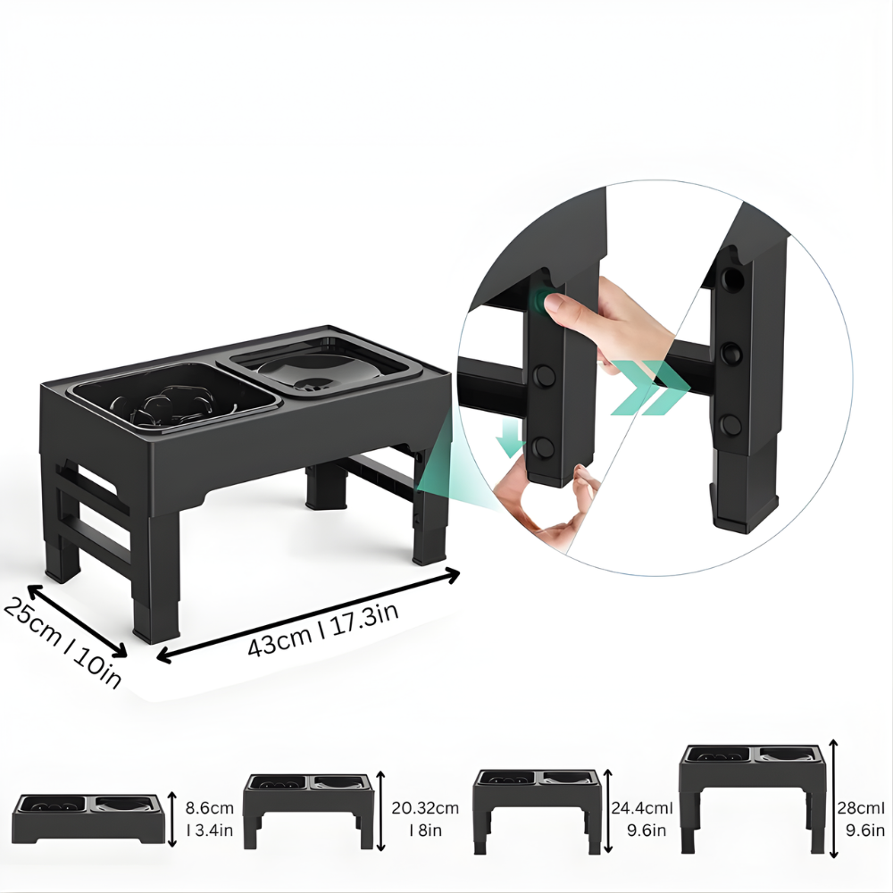 Elevated Dog Bowl Stand Raised Feeder Double Bowls Large