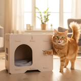 Cat House Hideaway Indoor Pet Bed with Soft Cushion