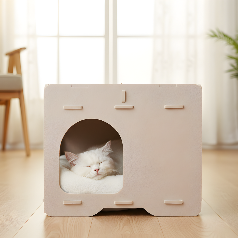 Cat House Hideaway Indoor Pet Bed with Soft Cushion