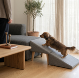 Dog Ramp for Bed Sofa Pet Ramp with Wooden Legs Fabric Steps