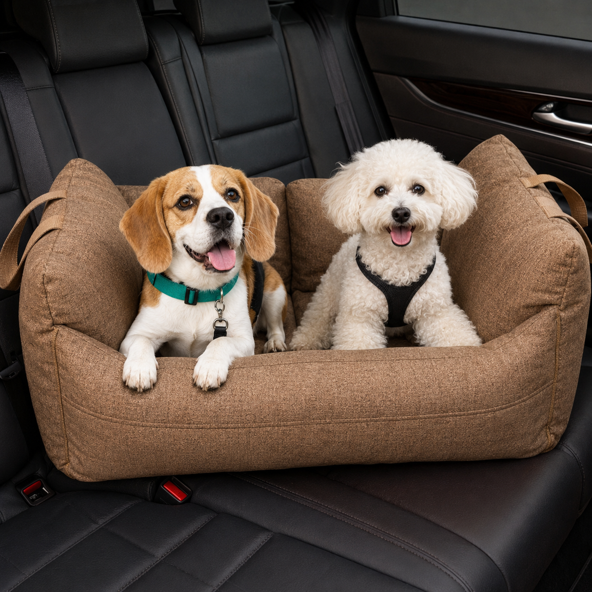 Dog Car Seat - Adjustable Leads Cosy Travel Dog Carrier