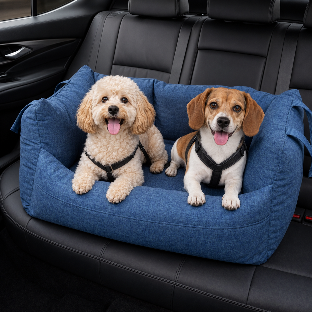 Dog Car Seat - Adjustable Leads Cosy Travel Dog Carrier