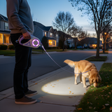Dog Retractable Leash LED Light Night Walking Lead