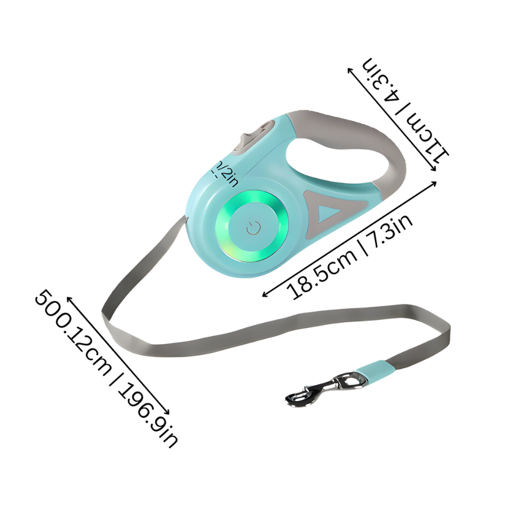 Dog Retractable Leash LED Light Night Walking Lead