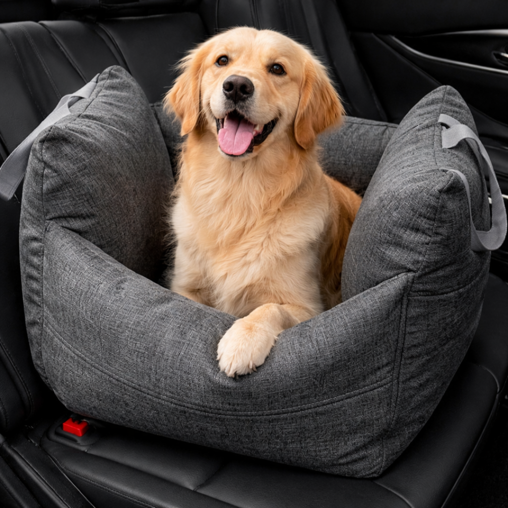 Luxury Waterproof Dog Car Seat Bed with Adjustable Leashes | Cozy Travel Bed for Ultimate Comfort 0