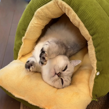 Cat Cave Bed Hooded Cosy Pet Sleeping Igloo with Soft Cushion