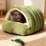 Cat Cave Bed Hooded Cosy Pet Sleeping Igloo with Soft Cushion
