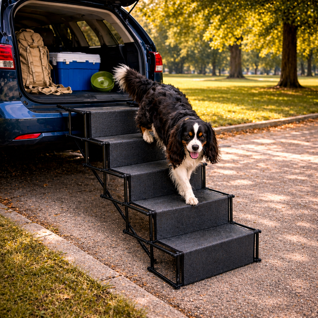 Portable Pet Steps | Foldable Dog Stairs with Non-Slip Surface | 5-Step Design for Joint Protection 3