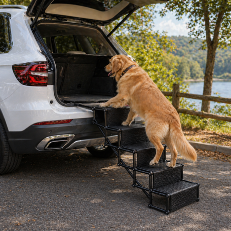 Portable Pet Steps | Foldable Dog Stairs with Non-Slip Surface | 5-Step Design for Joint Protection 4