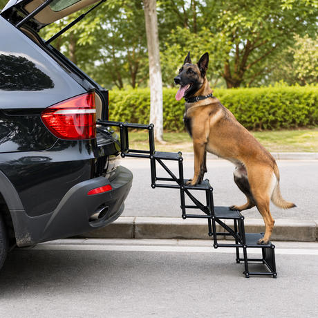 Portable Pet Steps | Foldable Dog Stairs with Non-Slip Surface | 5-Step Design for Joint Protection 5