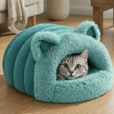 Cat Cave Bed Plush Indoor Pet Hideaway with Cushion