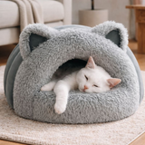 Cat Cave Bed Plush Indoor Pet Hideaway with Cushion