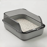 Cat Litter Tray Box High Sided Semi Open Top With Anti Scatter Grid Entry
