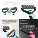 Pet Grooming Brush - Double Sided Dog and Cat Hair Grooming Brush