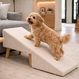 Dog Ramp for Bed Sofa Pet Ramp with Wooden Legs Fabric Steps