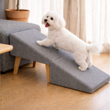Dog Ramp for Bed Sofa Pet Ramp with Wooden Legs Fabric Steps