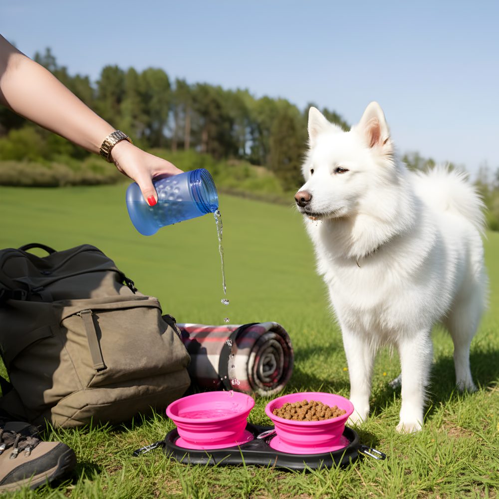 Dog Travel Bowl Collapsible Food Water Outdoor Feeder