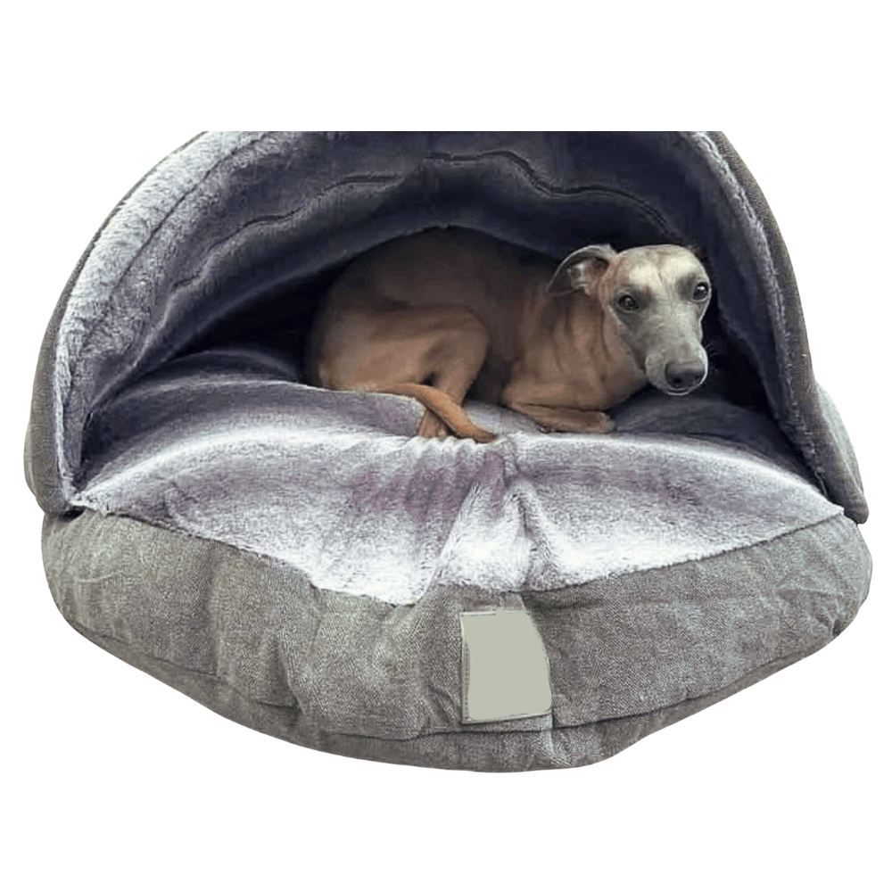 Dog Cave Bed Hooded Plush Extra Cosy Burrow Washable Pet Bed