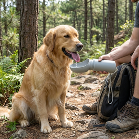 HydroFold dog travel water bottle lifestyle