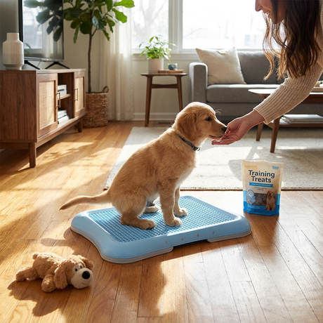 PeeGuard dog potty tray lifestyle