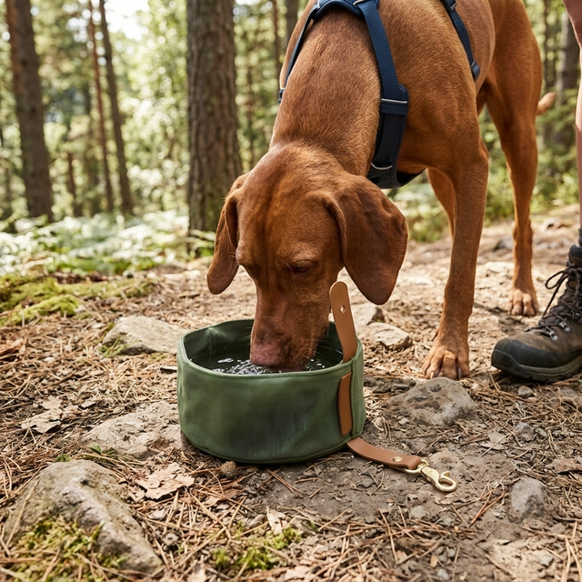 TrailSip foldable travel dog bowl lifestyle