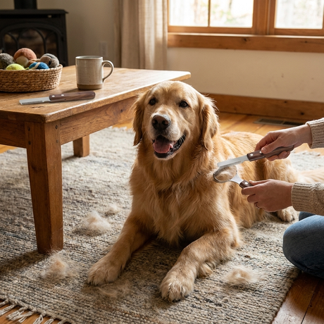 FurEdge deshedding grooming comb lifestyle