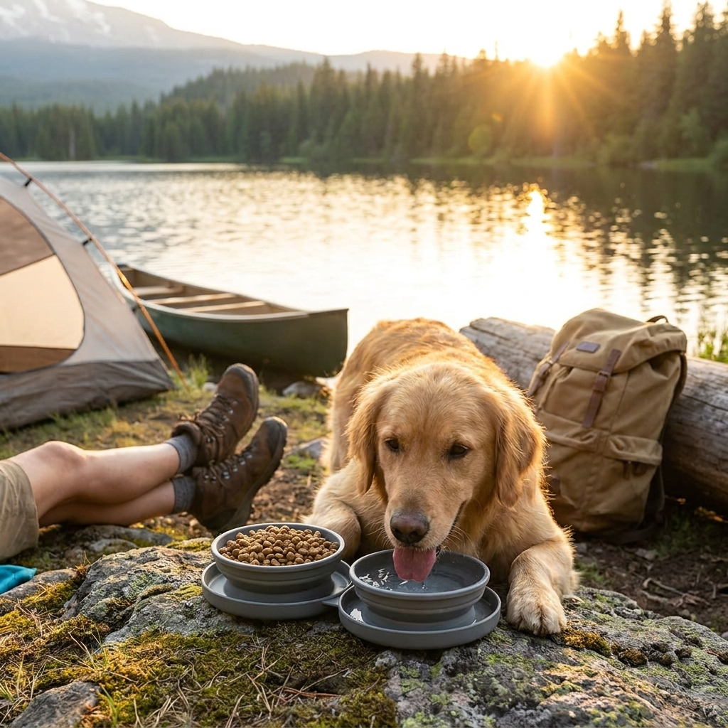 Dog Travel Bowl Collapsible Food Water Outdoor Feeder