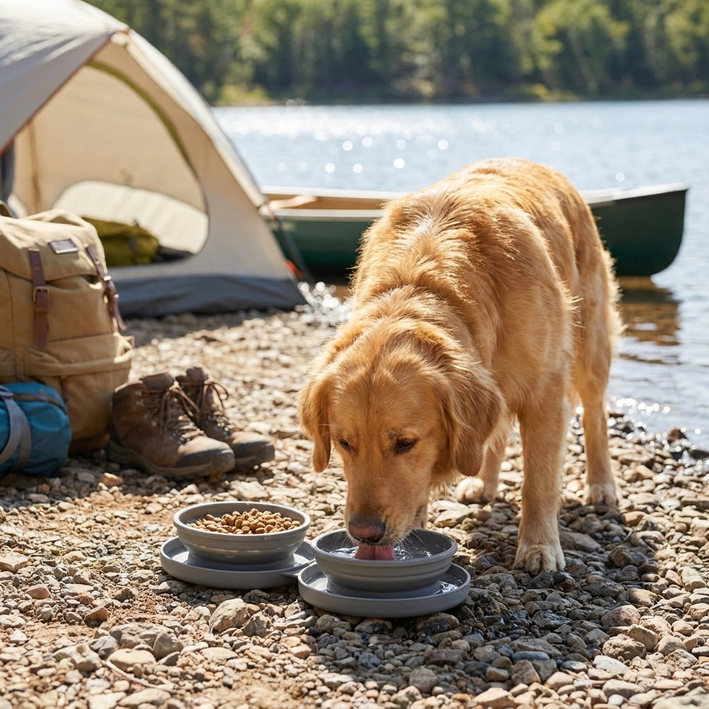 Dog Travel Bowl Collapsible Food Water Outdoor Feeder