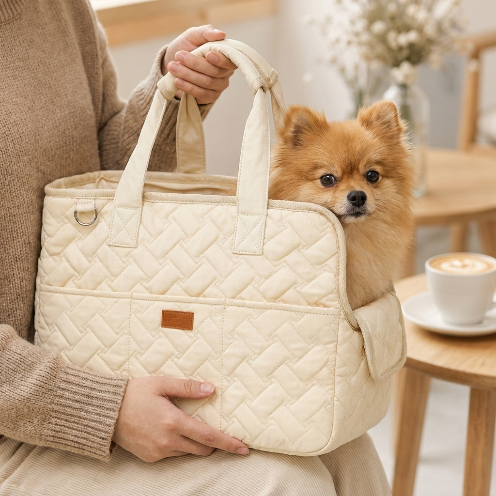 Dog Carrier Bag Quilted Travel Tote with Handles