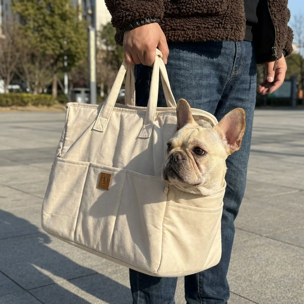 Dog Carrier Tote Bag Hands Free Shoulder For Travel